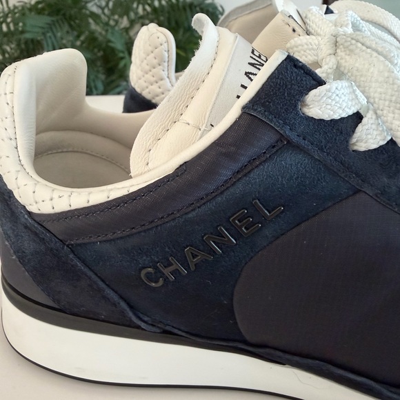 CHANEL Women’s Black, Navy, and White Sneakers - Picture 4 of 9